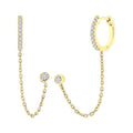 1/5 Ctw Petite Chain Dangler Round Cut Diamond Fashion Earrings in 10K Yellow Gold
