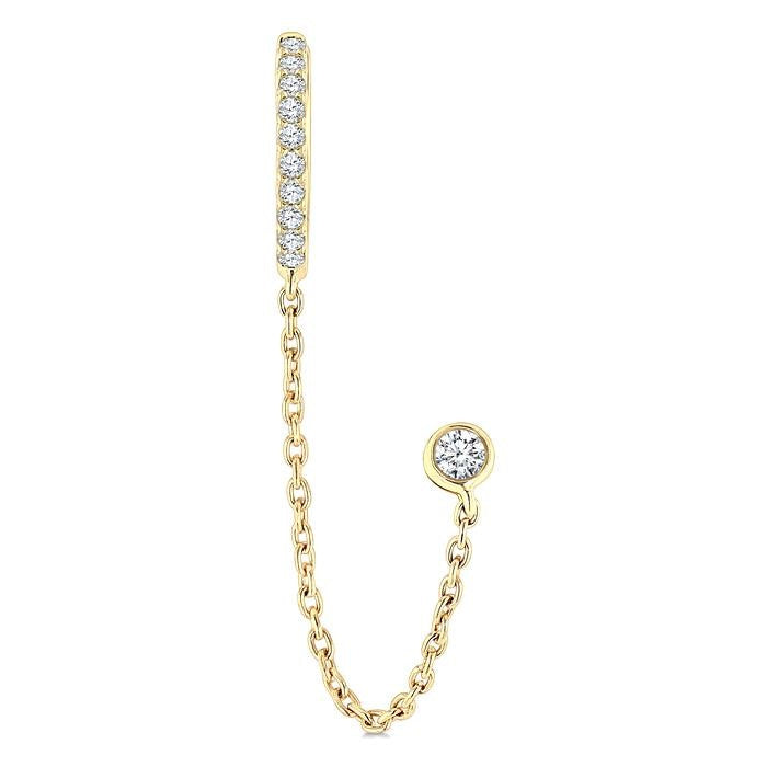 1/5 Ctw Petite Chain Dangler Round Cut Diamond Fashion Earrings in 10K Yellow Gold