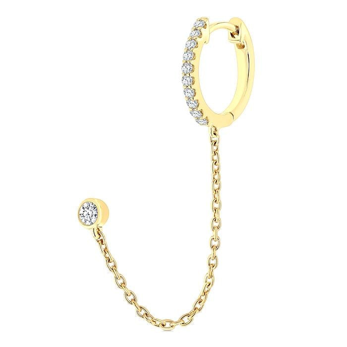 1/5 Ctw Petite Chain Dangler Round Cut Diamond Fashion Earrings in 10K Yellow Gold