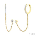 1/5 Ctw Petite Chain Dangler Round Cut Diamond Fashion Earrings in 10K Yellow Gold
