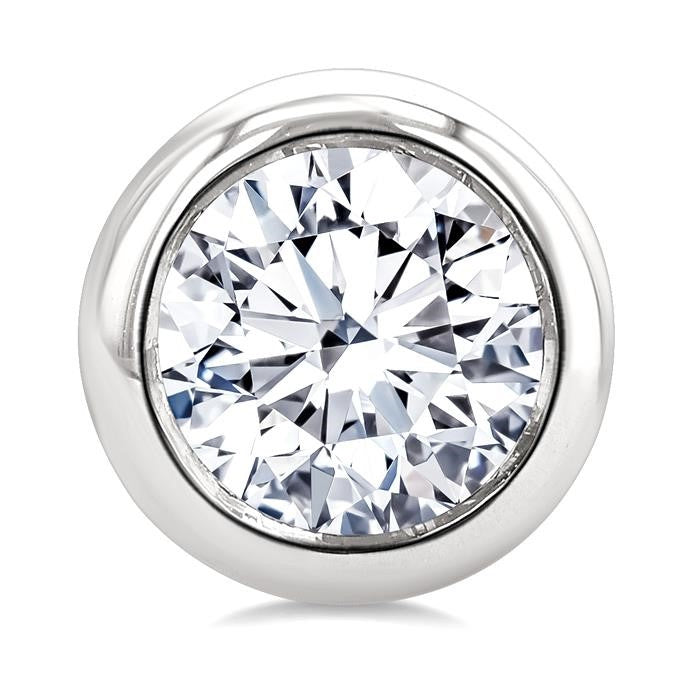 1 Ctw Bezel Set Round Cut Diamond Fashion Stud earrings in 14K White Gold