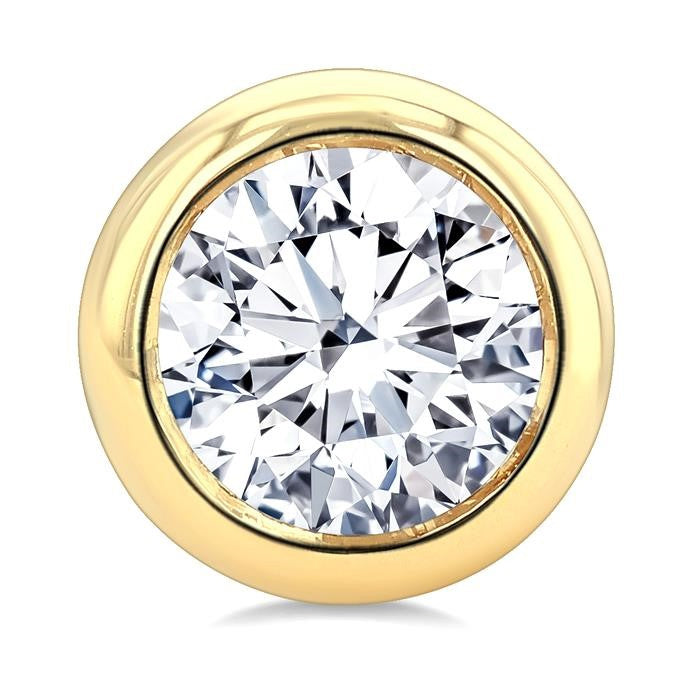 1 Ctw Bezel Set Round Cut Diamond Stud Earrings in 14K Yellow Gold