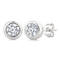 3/4 Ctw Bezel Set Round Cut Diamond Stud Earrings in 14K White Gold