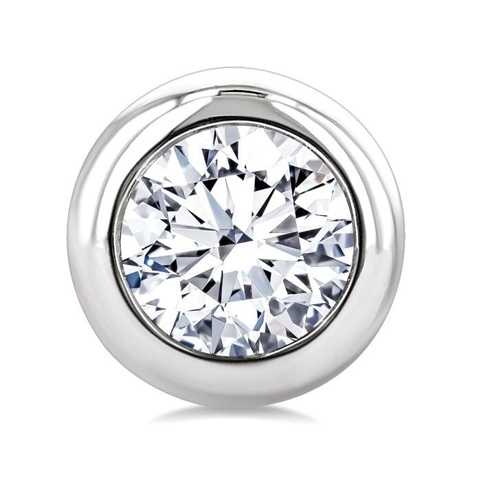 3/4 Ctw Bezel Set Round Cut Diamond Stud Earrings in 14K White Gold