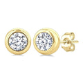 3/4 Ctw Bezel Set Round Cut Diamond Stud Earrings in 14K Yellow Gold