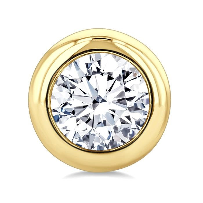 3/4 Ctw Bezel Set Round Cut Diamond Stud Earrings in 14K Yellow Gold