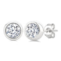 5/8 Ctw Bezel Set Round Cut Diamond Stud Earrings in 14K White Gold