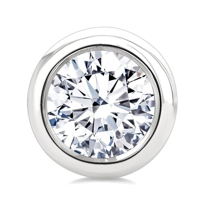 5/8 Ctw Bezel Set Round Cut Diamond Stud Earrings in 14K White Gold