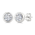 1/2 Ctw Bezel Set Round Cut Diamond Stud Earrings in 14K White Gold