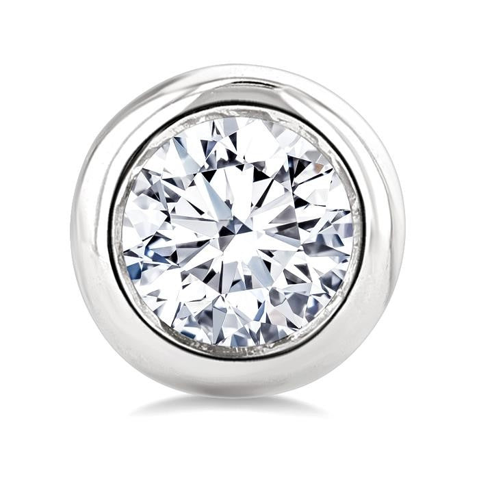 1/2 Ctw Bezel Set Round Cut Diamond Stud Earrings in 14K White Gold