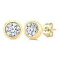 5/8 Ctw Bezel Set Round Cut Diamond Stud Earrings in 14K Yellow Gold