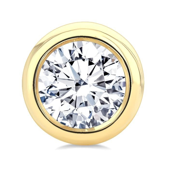 5/8 Ctw Bezel Set Round Cut Diamond Stud Earrings in 14K Yellow Gold