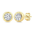1/2 Ctw Bezel Set Round Cut Diamond Stud Earrings in 14K Yellow Gold