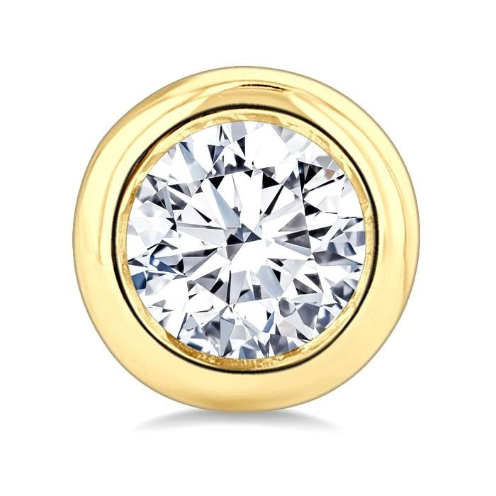 1/2 Ctw Bezel Set Round Cut Diamond Stud Earrings in 14K Yellow Gold