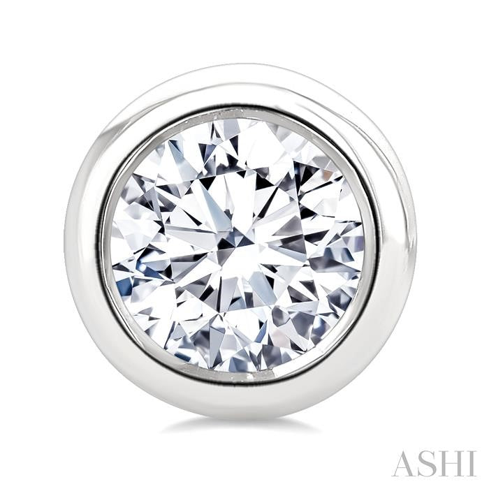 5/8 Ctw Bezel Set Round Cut Diamond Stud Earrings in 14K White Gold