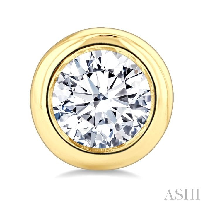 1/2 Ctw Bezel Set Round Cut Diamond Stud Earrings in 14K Yellow Gold