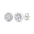 3/8 Ctw Bezel Set Round Cut Diamond Stud Earrings in 14K White Gold