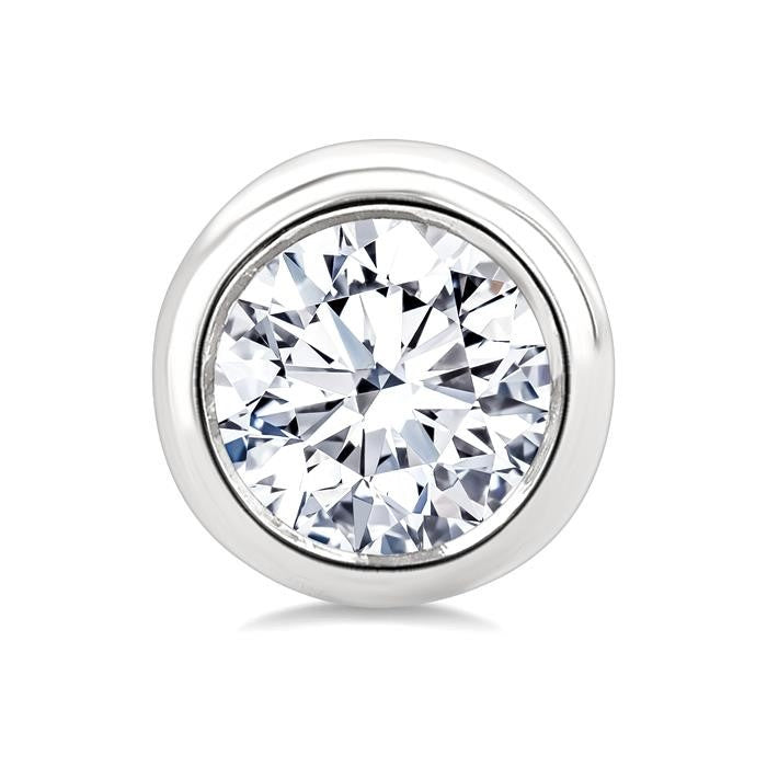 3/8 Ctw Bezel Set Round Cut Diamond Stud Earrings in 14K White Gold