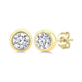 3/8 Ctw Bezel Set Round Cut Diamond Stud Earrings in 14K Yellow Gold