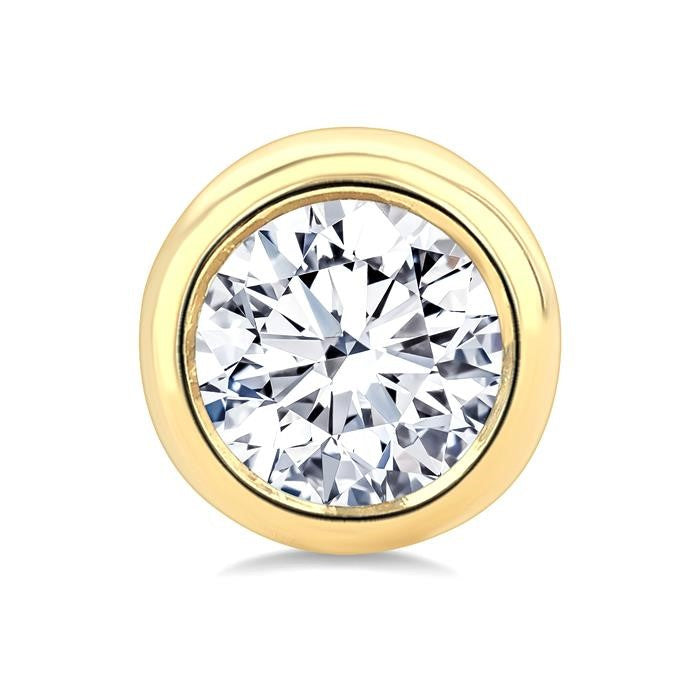 3/8 Ctw Bezel Set Round Cut Diamond Stud Earrings in 14K Yellow Gold