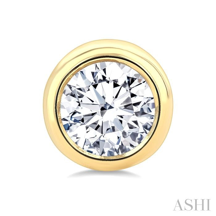 3/8 Ctw Bezel Set Round Cut Diamond Stud Earrings in 14K Yellow Gold