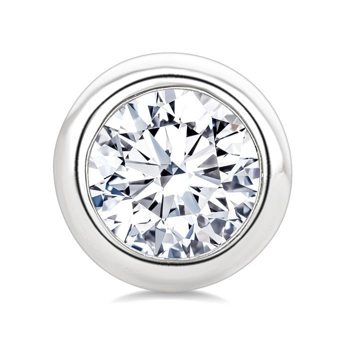 1/3 Ctw Bezel Set Round Cut Diamond Stud Earrings in 14K White Gold