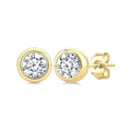1/3 Ctw Bezel Set Round Cut Diamond Stud Earrings in 14K Yellow Gold