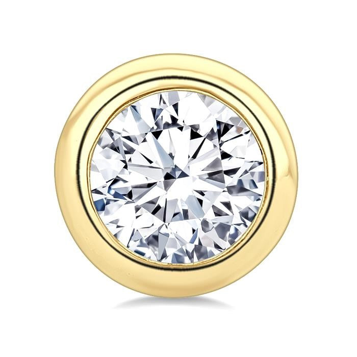 1/3 Ctw Bezel Set Round Cut Diamond Stud Earrings in 14K Yellow Gold