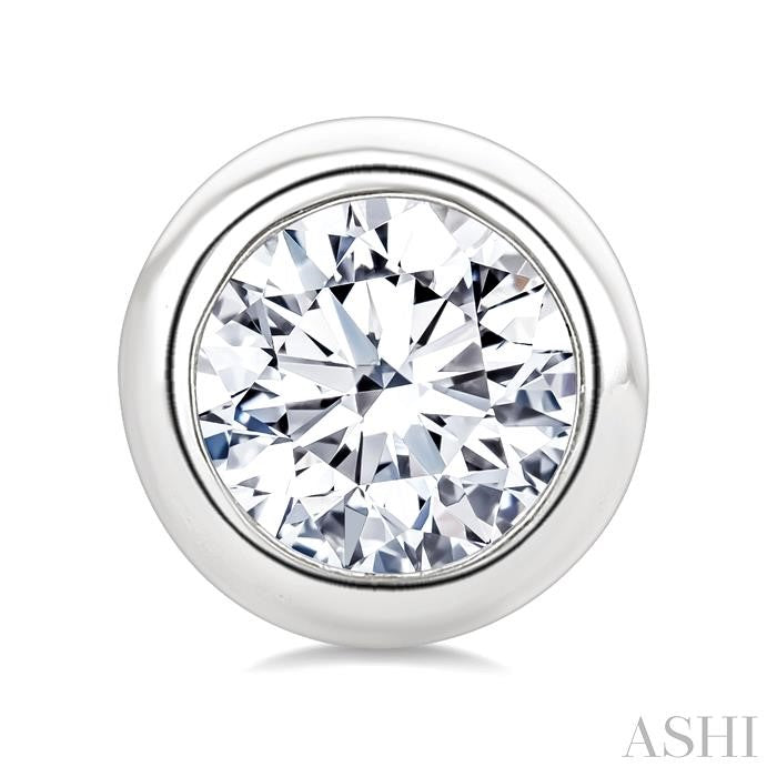 1/3 Ctw Bezel Set Round Cut Diamond Stud Earrings in 14K White Gold