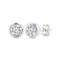 1/4 Ctw Bezel Set Round Cut Diamond Stud Earrings in 14K White Gold