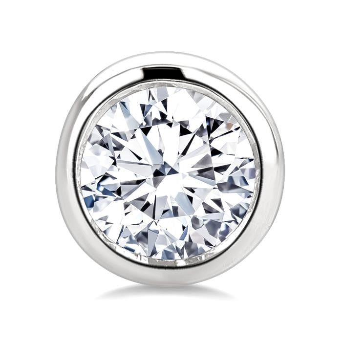 1/4 Ctw Bezel Set Round Cut Diamond Stud Earrings in 14K White Gold