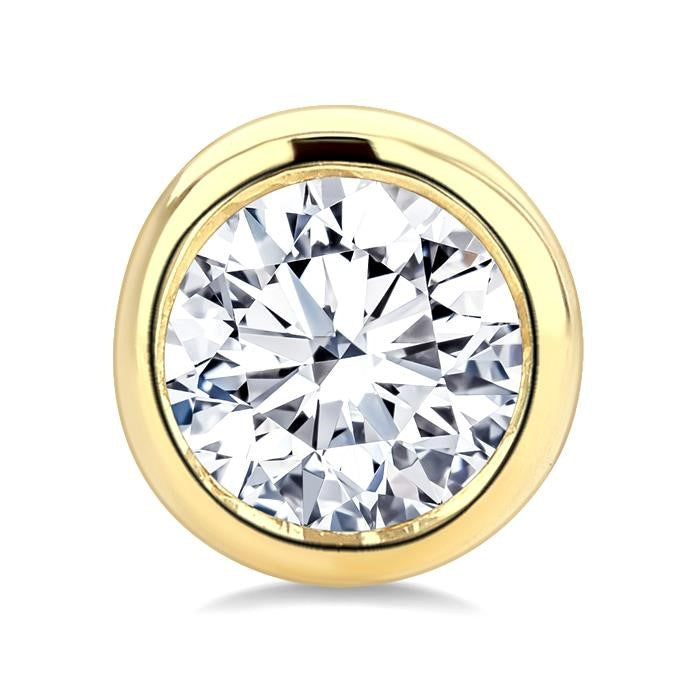 1/4 Ctw Bezel Set Round Cut Diamond Stud Earrings in 14K Yellow Gold