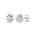 1/5 Ctw Bezel Set Round Cut Diamond Stud Earrings in 14K White Gold