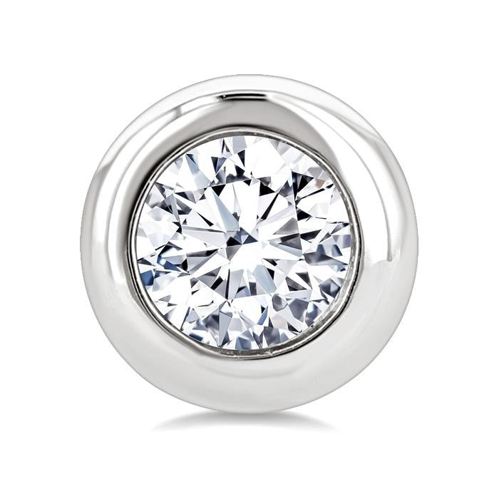 1/5 Ctw Bezel Set Round Cut Diamond Stud Earrings in 14K White Gold