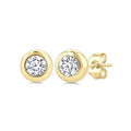 1/5 Ctw Bezel Set Round Cut Diamond Stud Earrings in 14K Yellow Gold