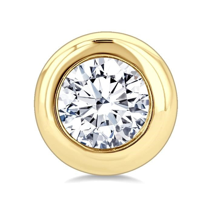 1/5 Ctw Bezel Set Round Cut Diamond Stud Earrings in 14K Yellow Gold