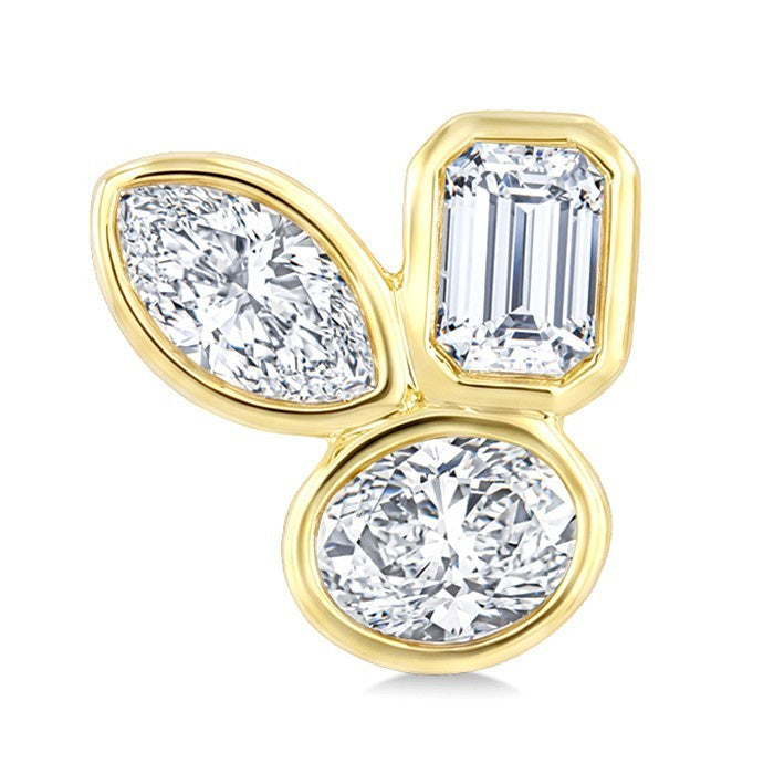 1/2 Ctw Bezel Set Mixed Cut Diamond Fashion Earrings in 14K Yellow Gold