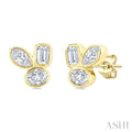 1/2 Ctw Bezel Set Mixed Cut Diamond Fashion Earrings in 14K Yellow Gold