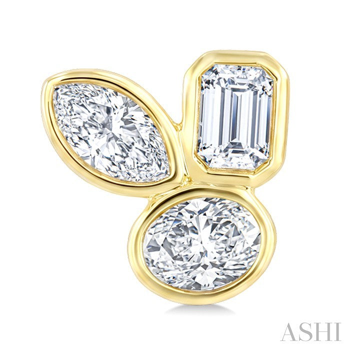 1/2 Ctw Bezel Set Mixed Cut Diamond Fashion Earrings in 14K Yellow Gold