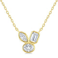 1/3 Ctw Bezel Set Mixed Cut Diamond Fashion Pendant With Chain in 14K Yellow Gold