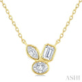 1/3 Ctw Bezel Set Mixed Cut Diamond Fashion Pendant With Chain in 14K Yellow Gold