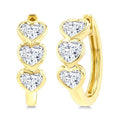 1 1/5 Ctw Bezel Set 6 Stone Heart Cut Diamond Huggie Earrings in 14K Yellow Gold