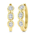 7/8 Ctw Bezel Set 6 Stone Oval Cut Diamond Huggie Earrings in 14K Yellow Gold