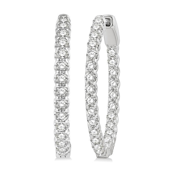 1 1/2 Ctw Inside-Out Round Cut Diamond Hoop Earrings in 18K White Gold