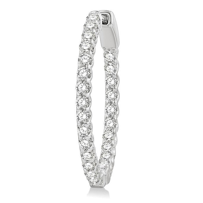 1 1/2 Ctw Inside-Out Round Cut Diamond Hoop Earrings in 18K White Gold