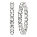10 Ctw Inside-Out Round Cut Diamond Hoop Earrings in 18K White Gold
