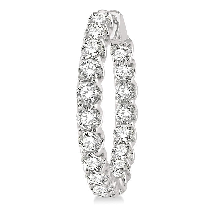 10 Ctw Inside-Out Round Cut Diamond Hoop Earrings in 18K White Gold