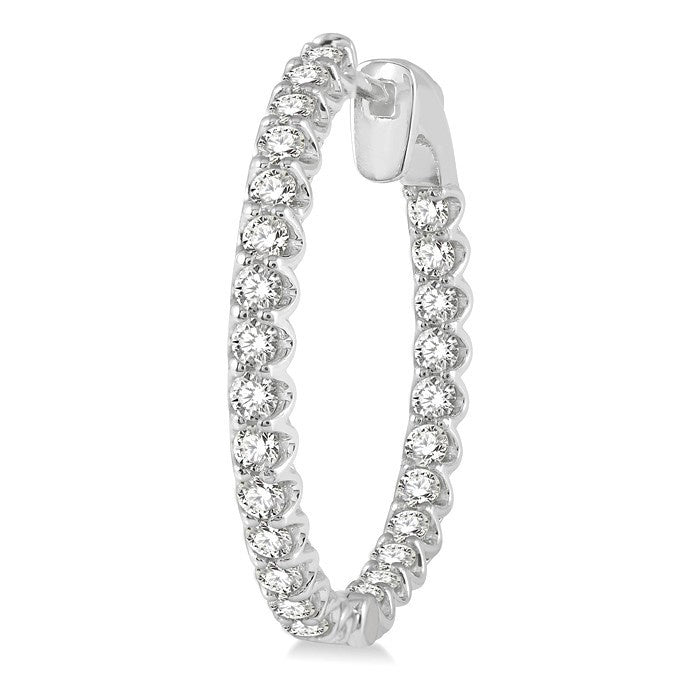 2 Ctw Inside-Out Round Cut Diamond Hoop Earrings in 18K White Gold
