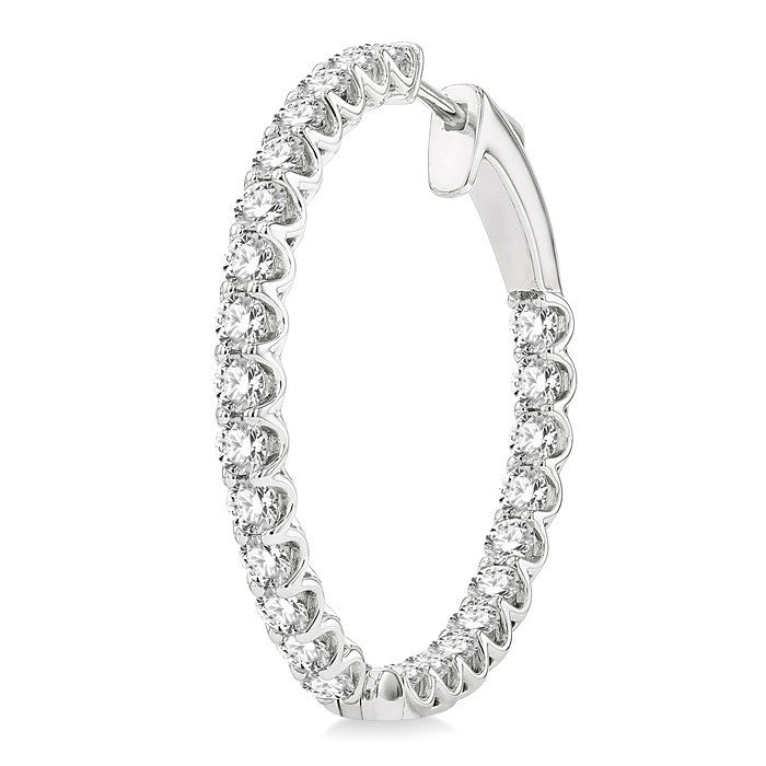 3 Ctw Inside-Out Round Cut Diamond Hoop Earrings in 18K White Gold