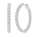 4 Ctw Inside-Out Round Cut Diamond Hoop Earrings in 18K White Gold